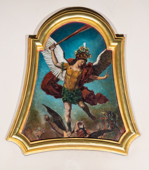 Obraz przedstawiający św. Michała Archanioła z kościoła w Porębie Żegoty datowany na drugą połowę XVIII wieku