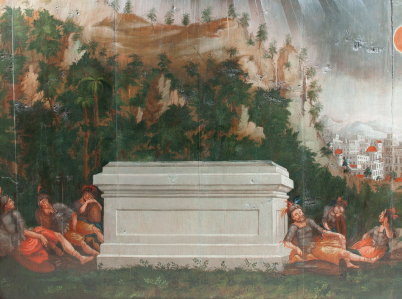 Dekoracja grobu Pańskiego [fragment],  1797-1815, kościół Wszystkich Świętych w Kacwinie, fot. SDM