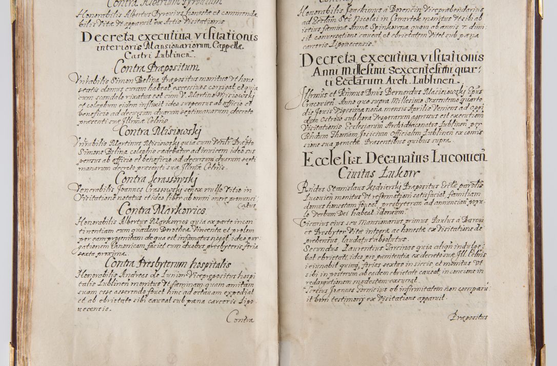 Zdjęcie nr 88 dla obiektu archiwalnego: Liber continens decreta executiva visitationum et alia ad correctionem et reformationem vitae et morum cleri pertinentia tempore fel. rec. R.D. Bernardi Maciejowski Cardinalis et episcopi Cracoviensis ac ducis Severiensis conscripta ex annis 1601 et sequent