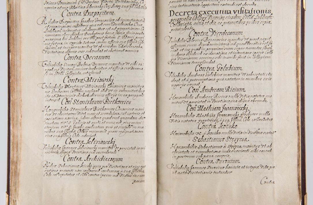 Zdjęcie nr 87 dla obiektu archiwalnego: Liber continens decreta executiva visitationum et alia ad correctionem et reformationem vitae et morum cleri pertinentia tempore fel. rec. R.D. Bernardi Maciejowski Cardinalis et episcopi Cracoviensis ac ducis Severiensis conscripta ex annis 1601 et sequent