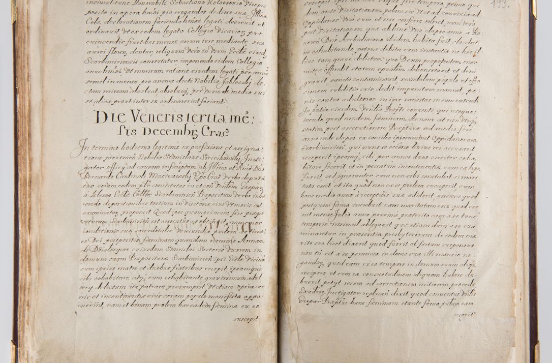 Zdjęcie nr 111 dla obiektu archiwalnego: Liber continens decreta executiva visitationum et alia ad correctionem et reformationem vitae et morum cleri pertinentia tempore fel. rec. R.D. Bernardi Maciejowski Cardinalis et episcopi Cracoviensis ac ducis Severiensis conscripta ex annis 1601 et sequent