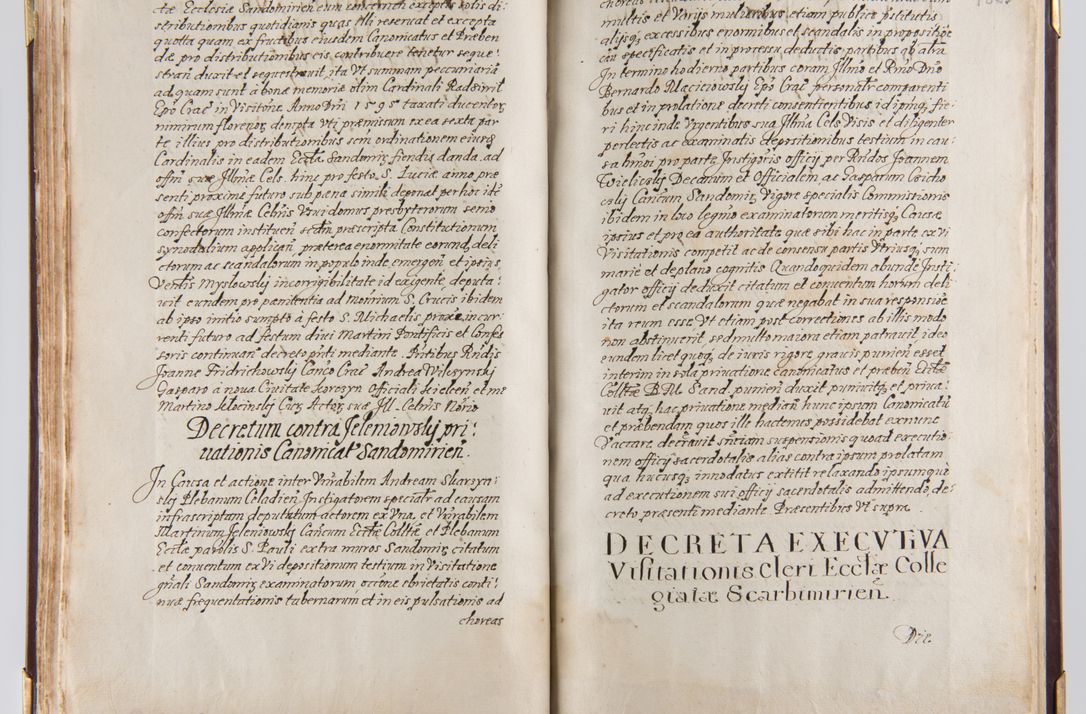 Zdjęcie nr 109 dla obiektu archiwalnego: Liber continens decreta executiva visitationum et alia ad correctionem et reformationem vitae et morum cleri pertinentia tempore fel. rec. R.D. Bernardi Maciejowski Cardinalis et episcopi Cracoviensis ac ducis Severiensis conscripta ex annis 1601 et sequent