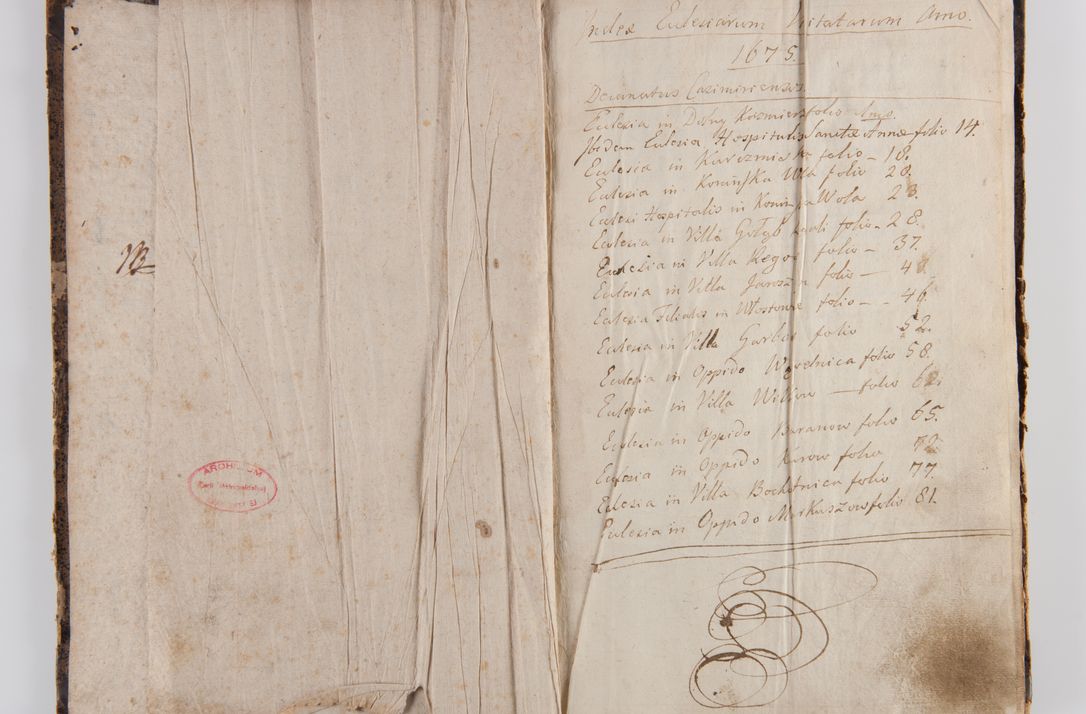 Zdjęcie nr 5 dla obiektu archiwalnego: Visitatio ecclesiarum parachialium in decanatu Casimieriensi in archidiaconatu Lublinensi expedita per R.D. Josephum Nieradzki, canonicum Luceoriensem, praepostium Markuszoviensem, surrogatum officialem Lublinensem ab Illustr. R.D. Andrea Trzebicki, episco Cracoviensi, duce Severiae specialiter datum et deputatum commissarium. Visitatio heac peracta est a.D. 1675