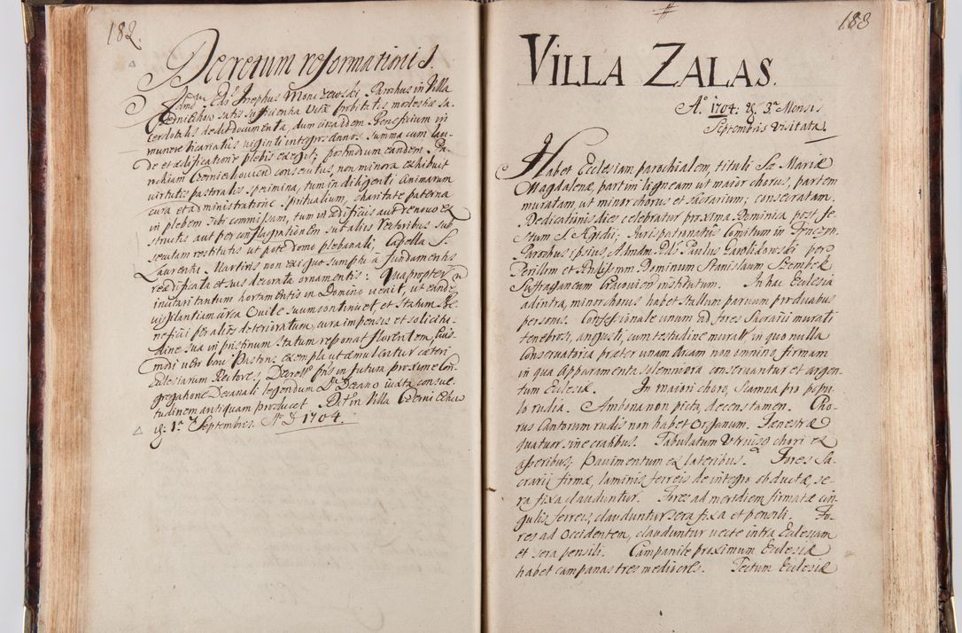 Zdjęcie nr 103 dla obiektu archiwalnego: Acta visitationum decanatuum: Wielicensis ex anno 1703, Novi Montis ex anno 1704 et Scavinensis ex anno 1704 sub generali administratione R.D. Casimiri a Łubna Łubiński, episcoi Heracleensis, suffraganei, canonici sede vacante episcopatus Cracoviensis et ducatus Severiensis, a R.D. Remigio Suszycki IUD, archidiacono Cracoviensi, custode Kielcensi, scholastico Lanciciensi, SRM secretario a.D. 1703 et 1704 expedita