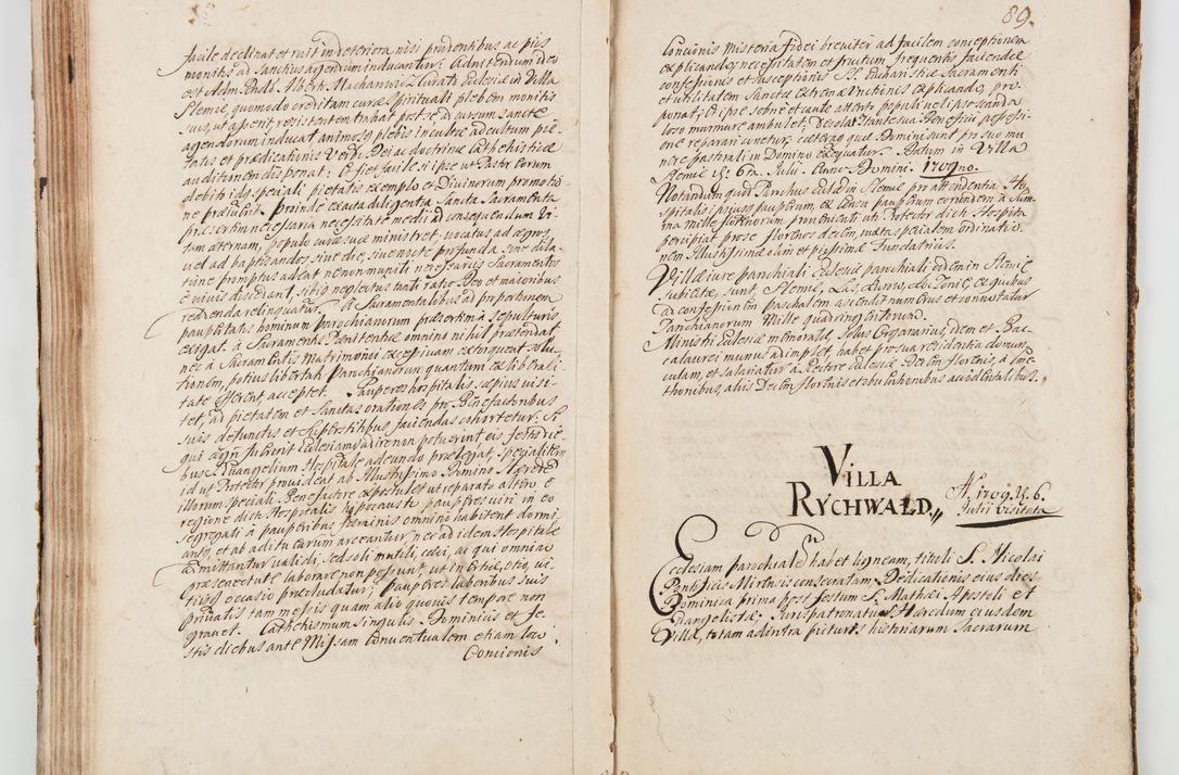 Zdjęcie nr 98 dla obiektu archiwalnego: Visitatio ecclesiarum decanatuum Zathoriensis et Oswiecimensis et Zywecensis per R.D. Remigium Suszycki, canonicum Cracoviensem, specialiter deputatum anno 1708 et 1709 expedita ex peracta. Ad calccem adpositum est "Brulion wizyty dekanatu nowotarskiego 1707 - 1713"