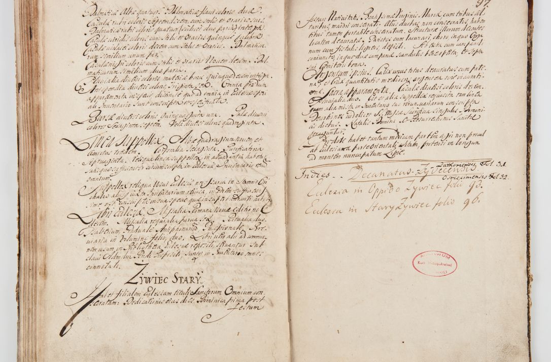Zdjęcie nr 106 dla obiektu archiwalnego: Visitatio ecclesiarum decanatuum Zathoriensis et Oswiecimensis et Zywecensis per R.D. Remigium Suszycki, canonicum Cracoviensem, specialiter deputatum anno 1708 et 1709 expedita ex peracta. Ad calccem adpositum est &quot;Brulion wizyty dekanatu nowotarskiego 1707 - 1713&quot;