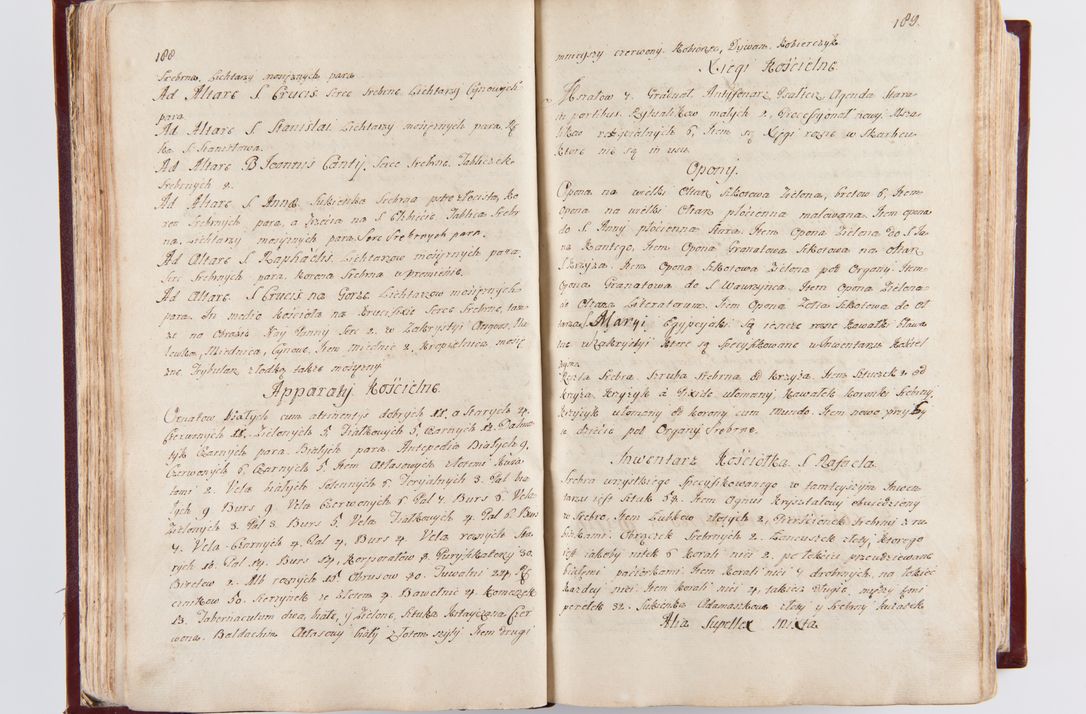 Zdjęcie nr 101 dla obiektu archiwalnego: Visitatio archidiaconatus Cracoviensis (Decanatus: Skalensis - 1727; Vitoviensis - 1727; Prossoviensis - 1728; Novi Montis - 1728; Scawinensis - 1729; Xsiążnensis - 1731; Woynicensis - 1731; Zatoriensis - 1729; Lipnicensis - 1730; Dobczycensis - 1730; Andreoviensis - 1731; Żyvecensis - 1732; Oswiemensis - 1732; Wielicensis - 1741; postea sequntur inventaria ecclesiarum decanatus Dobczycensis, Woynicensis, Andreoviensis) per R.D. Michaelem de Magna Kunice Kunicki, episcopum Arsiacensem, suffraganeum et archidiaconum Cracoviensem annis 1727 - 1741 peracta