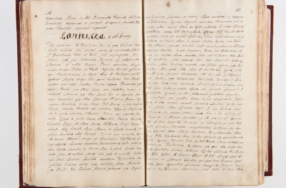 Zdjęcie nr 103 dla obiektu archiwalnego: Visitatio archidiaconatus Cracoviensis (Decanatus: Skalensis - 1727; Vitoviensis - 1727; Prossoviensis - 1728; Novi Montis - 1728; Scawinensis - 1729; Xsiążnensis - 1731; Woynicensis - 1731; Zatoriensis - 1729; Lipnicensis - 1730; Dobczycensis - 1730; Andreoviensis - 1731; Żyvecensis - 1732; Oswiemensis - 1732; Wielicensis - 1741; postea sequntur inventaria ecclesiarum decanatus Dobczycensis, Woynicensis, Andreoviensis) per R.D. Michaelem de Magna Kunice Kunicki, episcopum Arsiacensem, suffraganeum et archidiaconum Cracoviensem annis 1727 - 1741 peracta