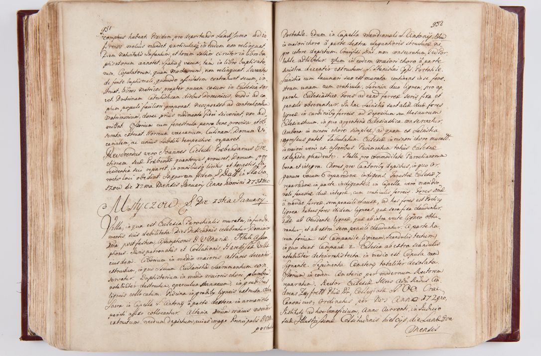 Zdjęcie nr 489 dla obiektu archiwalnego: Visitatio archidiaconatus Cracoviensis (Decanatus: Skalensis - 1727; Vitoviensis - 1727; Prossoviensis - 1728; Novi Montis - 1728; Scawinensis - 1729; Xsiążnensis - 1731; Woynicensis - 1731; Zatoriensis - 1729; Lipnicensis - 1730; Dobczycensis - 1730; Andreoviensis - 1731; Żyvecensis - 1732; Oswiemensis - 1732; Wielicensis - 1741; postea sequntur inventaria ecclesiarum decanatus Dobczycensis, Woynicensis, Andreoviensis) per R.D. Michaelem de Magna Kunice Kunicki, episcopum Arsiacensem, suffraganeum et archidiaconum Cracoviensem annis 1727 - 1741 peracta