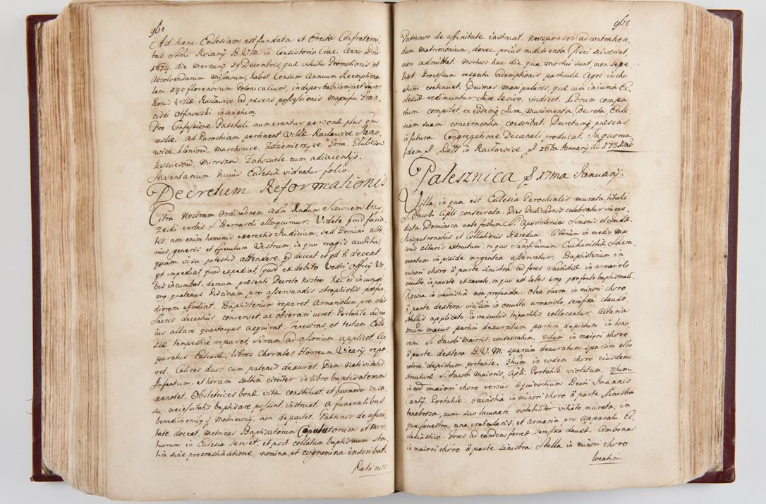 Zdjęcie nr 505 dla obiektu archiwalnego: Visitatio archidiaconatus Cracoviensis (Decanatus: Skalensis - 1727; Vitoviensis - 1727; Prossoviensis - 1728; Novi Montis - 1728; Scawinensis - 1729; Xsiążnensis - 1731; Woynicensis - 1731; Zatoriensis - 1729; Lipnicensis - 1730; Dobczycensis - 1730; Andreoviensis - 1731; Żyvecensis - 1732; Oswiemensis - 1732; Wielicensis - 1741; postea sequntur inventaria ecclesiarum decanatus Dobczycensis, Woynicensis, Andreoviensis) per R.D. Michaelem de Magna Kunice Kunicki, episcopum Arsiacensem, suffraganeum et archidiaconum Cracoviensem annis 1727 - 1741 peracta