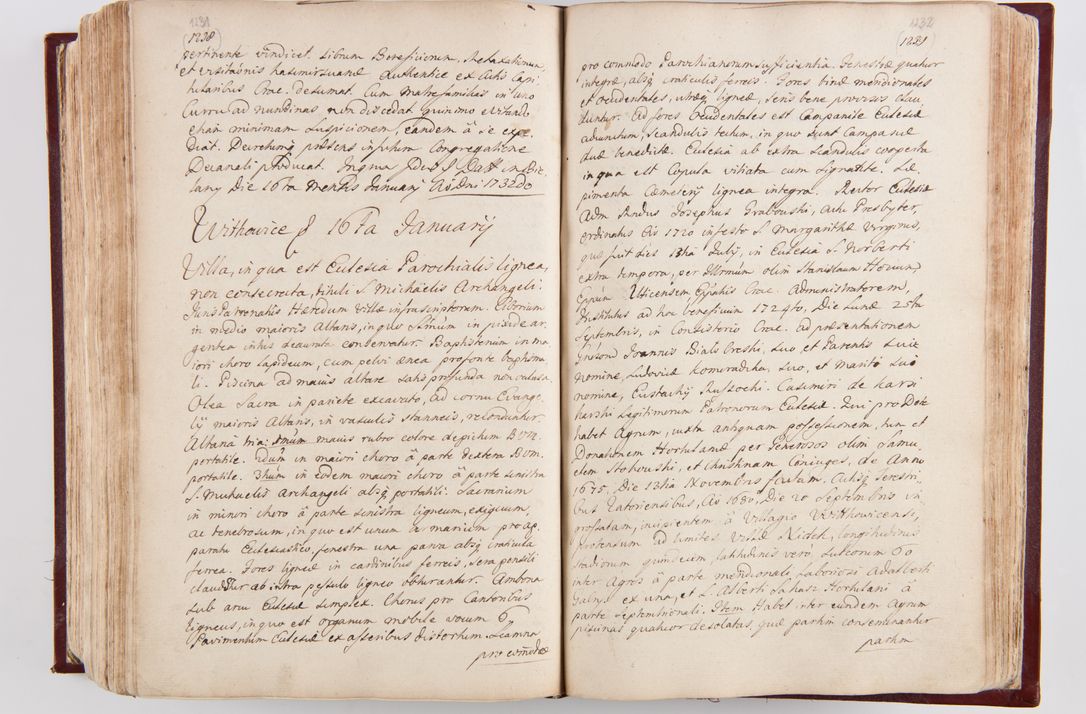 Zdjęcie nr 652 dla obiektu archiwalnego: Visitatio archidiaconatus Cracoviensis (Decanatus: Skalensis - 1727; Vitoviensis - 1727; Prossoviensis - 1728; Novi Montis - 1728; Scawinensis - 1729; Xsiążnensis - 1731; Woynicensis - 1731; Zatoriensis - 1729; Lipnicensis - 1730; Dobczycensis - 1730; Andreoviensis - 1731; Żyvecensis - 1732; Oswiemensis - 1732; Wielicensis - 1741; postea sequntur inventaria ecclesiarum decanatus Dobczycensis, Woynicensis, Andreoviensis) per R.D. Michaelem de Magna Kunice Kunicki, episcopum Arsiacensem, suffraganeum et archidiaconum Cracoviensem annis 1727 - 1741 peracta