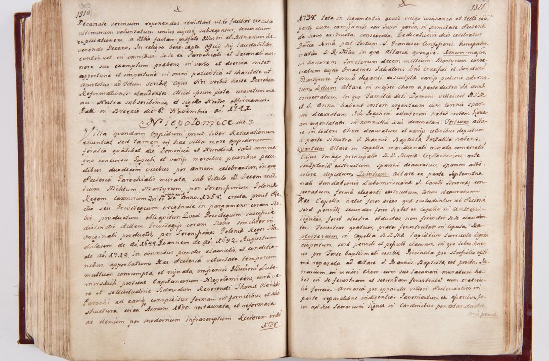 Zdjęcie nr 689 dla obiektu archiwalnego: Visitatio archidiaconatus Cracoviensis (Decanatus: Skalensis - 1727; Vitoviensis - 1727; Prossoviensis - 1728; Novi Montis - 1728; Scawinensis - 1729; Xsiążnensis - 1731; Woynicensis - 1731; Zatoriensis - 1729; Lipnicensis - 1730; Dobczycensis - 1730; Andreoviensis - 1731; Żyvecensis - 1732; Oswiemensis - 1732; Wielicensis - 1741; postea sequntur inventaria ecclesiarum decanatus Dobczycensis, Woynicensis, Andreoviensis) per R.D. Michaelem de Magna Kunice Kunicki, episcopum Arsiacensem, suffraganeum et archidiaconum Cracoviensem annis 1727 - 1741 peracta