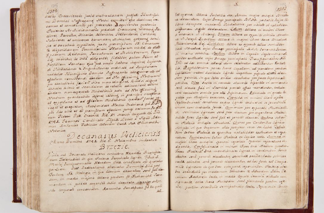 Zdjęcie nr 685 dla obiektu archiwalnego: Visitatio archidiaconatus Cracoviensis (Decanatus: Skalensis - 1727; Vitoviensis - 1727; Prossoviensis - 1728; Novi Montis - 1728; Scawinensis - 1729; Xsiążnensis - 1731; Woynicensis - 1731; Zatoriensis - 1729; Lipnicensis - 1730; Dobczycensis - 1730; Andreoviensis - 1731; Żyvecensis - 1732; Oswiemensis - 1732; Wielicensis - 1741; postea sequntur inventaria ecclesiarum decanatus Dobczycensis, Woynicensis, Andreoviensis) per R.D. Michaelem de Magna Kunice Kunicki, episcopum Arsiacensem, suffraganeum et archidiaconum Cracoviensem annis 1727 - 1741 peracta