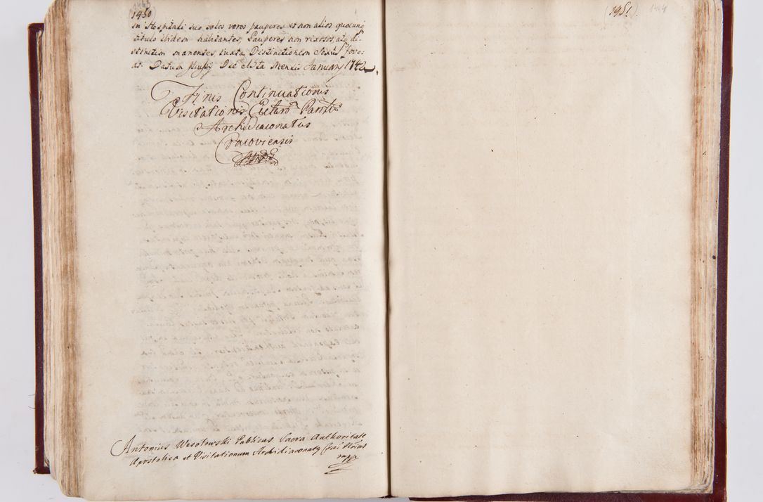 Zdjęcie nr 759 dla obiektu archiwalnego: Visitatio archidiaconatus Cracoviensis (Decanatus: Skalensis - 1727; Vitoviensis - 1727; Prossoviensis - 1728; Novi Montis - 1728; Scawinensis - 1729; Xsiążnensis - 1731; Woynicensis - 1731; Zatoriensis - 1729; Lipnicensis - 1730; Dobczycensis - 1730; Andreoviensis - 1731; Żyvecensis - 1732; Oswiemensis - 1732; Wielicensis - 1741; postea sequntur inventaria ecclesiarum decanatus Dobczycensis, Woynicensis, Andreoviensis) per R.D. Michaelem de Magna Kunice Kunicki, episcopum Arsiacensem, suffraganeum et archidiaconum Cracoviensem annis 1727 - 1741 peracta