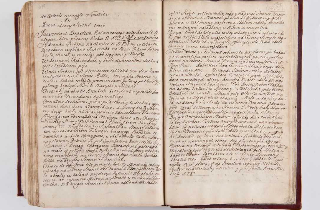 Zdjęcie nr 785 dla obiektu archiwalnego: Visitatio archidiaconatus Cracoviensis (Decanatus: Skalensis - 1727; Vitoviensis - 1727; Prossoviensis - 1728; Novi Montis - 1728; Scawinensis - 1729; Xsiążnensis - 1731; Woynicensis - 1731; Zatoriensis - 1729; Lipnicensis - 1730; Dobczycensis - 1730; Andreoviensis - 1731; Żyvecensis - 1732; Oswiemensis - 1732; Wielicensis - 1741; postea sequntur inventaria ecclesiarum decanatus Dobczycensis, Woynicensis, Andreoviensis) per R.D. Michaelem de Magna Kunice Kunicki, episcopum Arsiacensem, suffraganeum et archidiaconum Cracoviensem annis 1727 - 1741 peracta