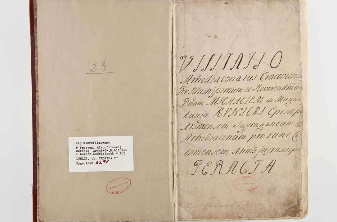 Zdjęcie nr 5 dla obiektu archiwalnego: Visitatio archidiaconatus Cracoviensis (Decanatus: Skalensis - 1727; Vitoviensis - 1727; Prossoviensis - 1728; Novi Montis - 1728; Scawinensis - 1729; Xsiążnensis - 1731; Woynicensis - 1731; Zatoriensis - 1729; Lipnicensis - 1730; Dobczycensis - 1730; Andreoviensis - 1731; Żyvecensis - 1732; Oswiemensis - 1732; Wielicensis - 1741; postea sequntur inventaria ecclesiarum decanatus Dobczycensis, Woynicensis, Andreoviensis) per R.D. Michaelem de Magna Kunice Kunicki, episcopum Arsiacensem, suffraganeum et archidiaconum Cracoviensem annis 1727 - 1741 peracta