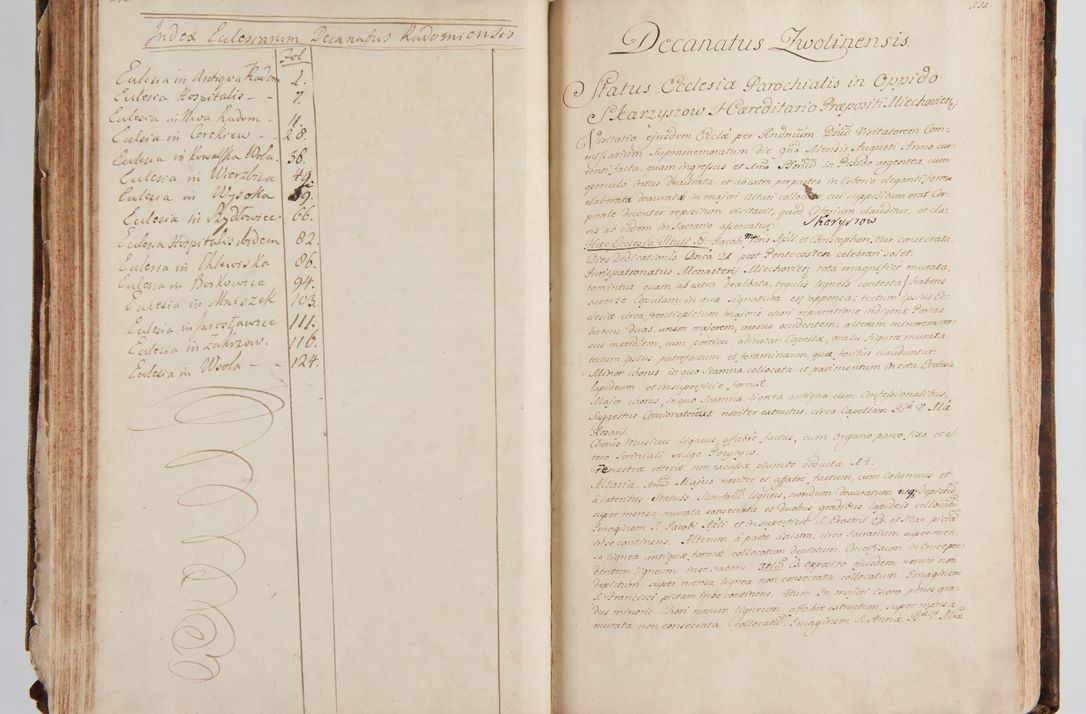 Zdjęcie nr 79 dla obiektu archiwalnego: Status ecclesiarum ac illarum rectorum sub decanatu Ecclesiae Collegiatae Kielcensis, alias in tribus decanatibus Radomiensi, Zwolenensi et Stężycensi consistentium, per visitatorem generalem ex commissione Cel. Principis R.D. Joannis Alexandri in Lipie Lipski, episcopi Cracoviensis, ducis Severiae lustratus er delineatus a.D. 1736