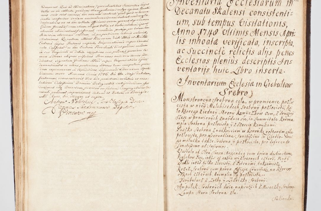 Zdjęcie nr 174 dla obiektu archiwalnego: Visitatio ecclesiarum parachialium, praebendarum, capellarum, hospitalium, confraternitatum, nec non beneficiorum in decanatu Scalensi Kostka comitis in Załuskie Załuski, episcopi Cracoviensis, ducis Severiae per me Andream Nehrebecki S.Th.D., Insignis Collegiatae Sandomieriensis canonicum et scholasticum Scarbimieiensem, delegatum et deputatum extraordinarium visitatorem a.D. 1748 die 23 mensis Aprilis inchoata, ac successivo anno eodem 1748 diec 24 Octobris finita