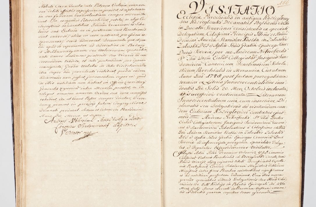 Zdjęcie nr 168 dla obiektu archiwalnego: Visitatio ecclesiarum parachialium, praebendarum, capellarum, hospitalium, confraternitatum, nec non beneficiorum in decanatu Scalensi Kostka comitis in Załuskie Załuski, episcopi Cracoviensis, ducis Severiae per me Andream Nehrebecki S.Th.D., Insignis Collegiatae Sandomieriensis canonicum et scholasticum Scarbimieiensem, delegatum et deputatum extraordinarium visitatorem a.D. 1748 die 23 mensis Aprilis inchoata, ac successivo anno eodem 1748 diec 24 Octobris finita