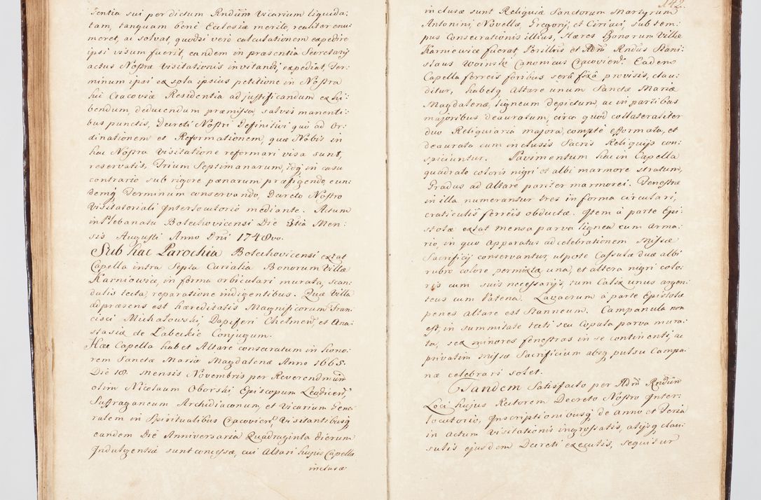 Zdjęcie nr 164 dla obiektu archiwalnego: Visitatio ecclesiarum parachialium, praebendarum, capellarum, hospitalium, confraternitatum, nec non beneficiorum in decanatu Scalensi Kostka comitis in Załuskie Załuski, episcopi Cracoviensis, ducis Severiae per me Andream Nehrebecki S.Th.D., Insignis Collegiatae Sandomieriensis canonicum et scholasticum Scarbimieiensem, delegatum et deputatum extraordinarium visitatorem a.D. 1748 die 23 mensis Aprilis inchoata, ac successivo anno eodem 1748 diec 24 Octobris finita