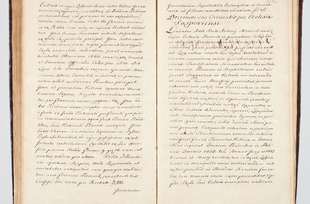 Zdjęcie nr 141 dla obiektu archiwalnego: Visitatio ecclesiarum parachialium, praebendarum, capellarum, hospitalium, confraternitatum, nec non beneficiorum in decanatu Scalensi Kostka comitis in Załuskie Załuski, episcopi Cracoviensis, ducis Severiae per me Andream Nehrebecki S.Th.D., Insignis Collegiatae Sandomieriensis canonicum et scholasticum Scarbimieiensem, delegatum et deputatum extraordinarium visitatorem a.D. 1748 die 23 mensis Aprilis inchoata, ac successivo anno eodem 1748 diec 24 Octobris finita
