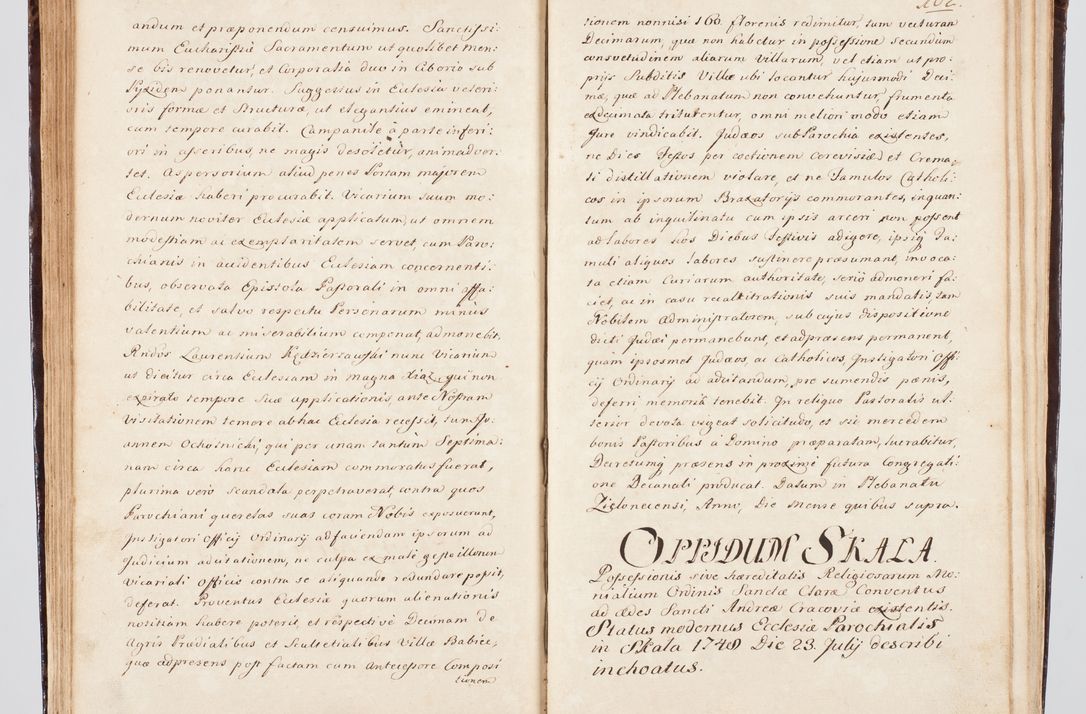 Zdjęcie nr 123 dla obiektu archiwalnego: Visitatio ecclesiarum parachialium, praebendarum, capellarum, hospitalium, confraternitatum, nec non beneficiorum in decanatu Scalensi Kostka comitis in Załuskie Załuski, episcopi Cracoviensis, ducis Severiae per me Andream Nehrebecki S.Th.D., Insignis Collegiatae Sandomieriensis canonicum et scholasticum Scarbimieiensem, delegatum et deputatum extraordinarium visitatorem a.D. 1748 die 23 mensis Aprilis inchoata, ac successivo anno eodem 1748 diec 24 Octobris finita