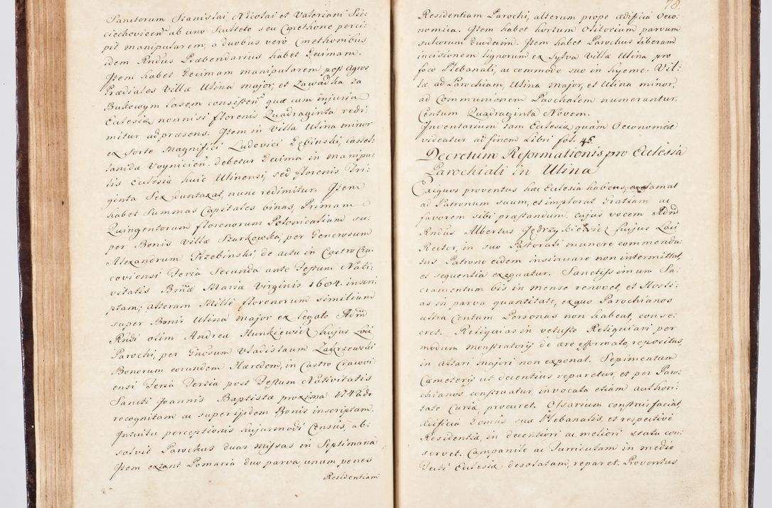 Zdjęcie nr 97 dla obiektu archiwalnego: Visitatio ecclesiarum parachialium, praebendarum, capellarum, hospitalium, confraternitatum, nec non beneficiorum in decanatu Scalensi Kostka comitis in Załuskie Załuski, episcopi Cracoviensis, ducis Severiae per me Andream Nehrebecki S.Th.D., Insignis Collegiatae Sandomieriensis canonicum et scholasticum Scarbimieiensem, delegatum et deputatum extraordinarium visitatorem a.D. 1748 die 23 mensis Aprilis inchoata, ac successivo anno eodem 1748 diec 24 Octobris finita