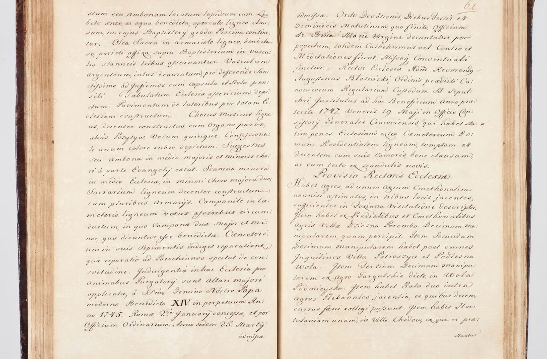 Zdjęcie nr 79 dla obiektu archiwalnego: Visitatio ecclesiarum parachialium, praebendarum, capellarum, hospitalium, confraternitatum, nec non beneficiorum in decanatu Scalensi Kostka comitis in Załuskie Załuski, episcopi Cracoviensis, ducis Severiae per me Andream Nehrebecki S.Th.D., Insignis Collegiatae Sandomieriensis canonicum et scholasticum Scarbimieiensem, delegatum et deputatum extraordinarium visitatorem a.D. 1748 die 23 mensis Aprilis inchoata, ac successivo anno eodem 1748 diec 24 Octobris finita