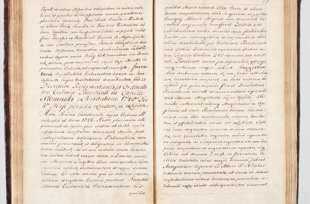 Zdjęcie nr 61 dla obiektu archiwalnego: Visitatio ecclesiarum parachialium, praebendarum, capellarum, hospitalium, confraternitatum, nec non beneficiorum in decanatu Scalensi Kostka comitis in Załuskie Załuski, episcopi Cracoviensis, ducis Severiae per me Andream Nehrebecki S.Th.D., Insignis Collegiatae Sandomieriensis canonicum et scholasticum Scarbimieiensem, delegatum et deputatum extraordinarium visitatorem a.D. 1748 die 23 mensis Aprilis inchoata, ac successivo anno eodem 1748 diec 24 Octobris finita