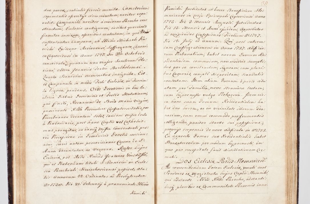 Zdjęcie nr 55 dla obiektu archiwalnego: Visitatio ecclesiarum parachialium, praebendarum, capellarum, hospitalium, confraternitatum, nec non beneficiorum in decanatu Scalensi Kostka comitis in Załuskie Załuski, episcopi Cracoviensis, ducis Severiae per me Andream Nehrebecki S.Th.D., Insignis Collegiatae Sandomieriensis canonicum et scholasticum Scarbimieiensem, delegatum et deputatum extraordinarium visitatorem a.D. 1748 die 23 mensis Aprilis inchoata, ac successivo anno eodem 1748 diec 24 Octobris finita