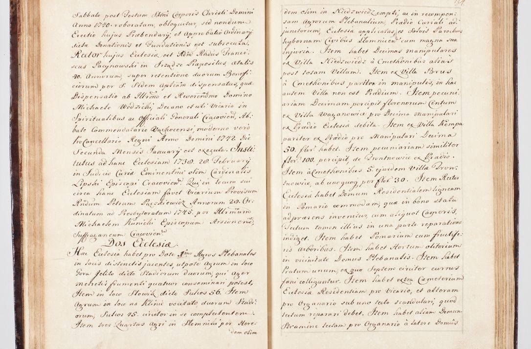 Zdjęcie nr 51 dla obiektu archiwalnego: Visitatio ecclesiarum parachialium, praebendarum, capellarum, hospitalium, confraternitatum, nec non beneficiorum in decanatu Scalensi Kostka comitis in Załuskie Załuski, episcopi Cracoviensis, ducis Severiae per me Andream Nehrebecki S.Th.D., Insignis Collegiatae Sandomieriensis canonicum et scholasticum Scarbimieiensem, delegatum et deputatum extraordinarium visitatorem a.D. 1748 die 23 mensis Aprilis inchoata, ac successivo anno eodem 1748 diec 24 Octobris finita