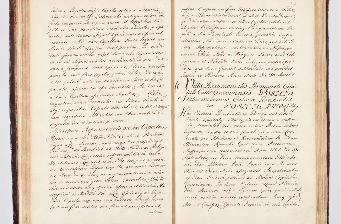 Zdjęcie nr 46 dla obiektu archiwalnego: Visitatio ecclesiarum parachialium, praebendarum, capellarum, hospitalium, confraternitatum, nec non beneficiorum in decanatu Scalensi Kostka comitis in Załuskie Załuski, episcopi Cracoviensis, ducis Severiae per me Andream Nehrebecki S.Th.D., Insignis Collegiatae Sandomieriensis canonicum et scholasticum Scarbimieiensem, delegatum et deputatum extraordinarium visitatorem a.D. 1748 die 23 mensis Aprilis inchoata, ac successivo anno eodem 1748 diec 24 Octobris finita