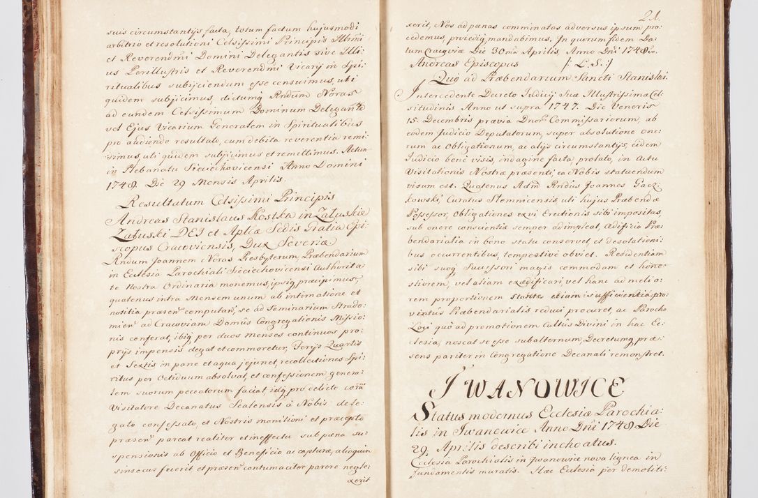 Zdjęcie nr 38 dla obiektu archiwalnego: Visitatio ecclesiarum parachialium, praebendarum, capellarum, hospitalium, confraternitatum, nec non beneficiorum in decanatu Scalensi Kostka comitis in Załuskie Załuski, episcopi Cracoviensis, ducis Severiae per me Andream Nehrebecki S.Th.D., Insignis Collegiatae Sandomieriensis canonicum et scholasticum Scarbimieiensem, delegatum et deputatum extraordinarium visitatorem a.D. 1748 die 23 mensis Aprilis inchoata, ac successivo anno eodem 1748 diec 24 Octobris finita