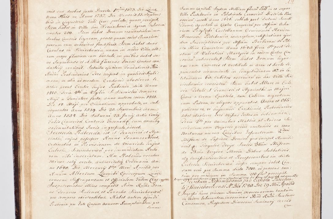 Zdjęcie nr 36 dla obiektu archiwalnego: Visitatio ecclesiarum parachialium, praebendarum, capellarum, hospitalium, confraternitatum, nec non beneficiorum in decanatu Scalensi Kostka comitis in Załuskie Załuski, episcopi Cracoviensis, ducis Severiae per me Andream Nehrebecki S.Th.D., Insignis Collegiatae Sandomieriensis canonicum et scholasticum Scarbimieiensem, delegatum et deputatum extraordinarium visitatorem a.D. 1748 die 23 mensis Aprilis inchoata, ac successivo anno eodem 1748 diec 24 Octobris finita