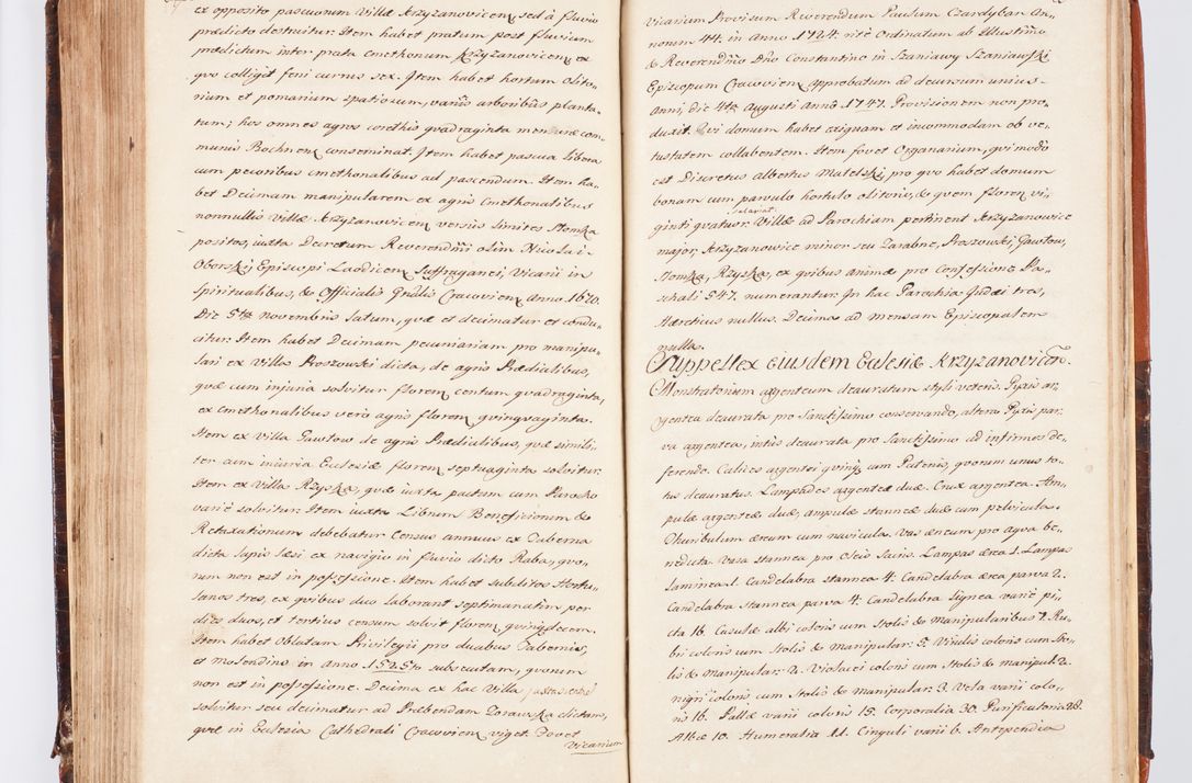 Zdjęcie nr 192 dla obiektu archiwalnego: Acta visitationis decanatuum Dobczycensis et Lipnicensis ex delegatione Cel. Principis R.D. Andrea Stanislai Kostka comitis in Załuskie Załuski, episcopi Cracoviensis ducis Severiae, per Clementem Stanislaum Kostka Herka, Phil. Doctorem et Professorem, Collegam minorem, Ecclesiae Collegiatae Boboviensis custodem, parochiae Droginensis curatum a.D. 1747 die vero 3 mensis Decembris inchoata et 1748 die 22 mensis Martii expeditae