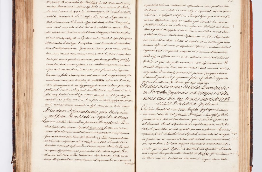 Zdjęcie nr 167 dla obiektu archiwalnego: Acta visitationis decanatuum Dobczycensis et Lipnicensis ex delegatione Cel. Principis R.D. Andrea Stanislai Kostka comitis in Załuskie Załuski, episcopi Cracoviensis ducis Severiae, per Clementem Stanislaum Kostka Herka, Phil. Doctorem et Professorem, Collegam minorem, Ecclesiae Collegiatae Boboviensis custodem, parochiae Droginensis curatum a.D. 1747 die vero 3 mensis Decembris inchoata et 1748 die 22 mensis Martii expeditae