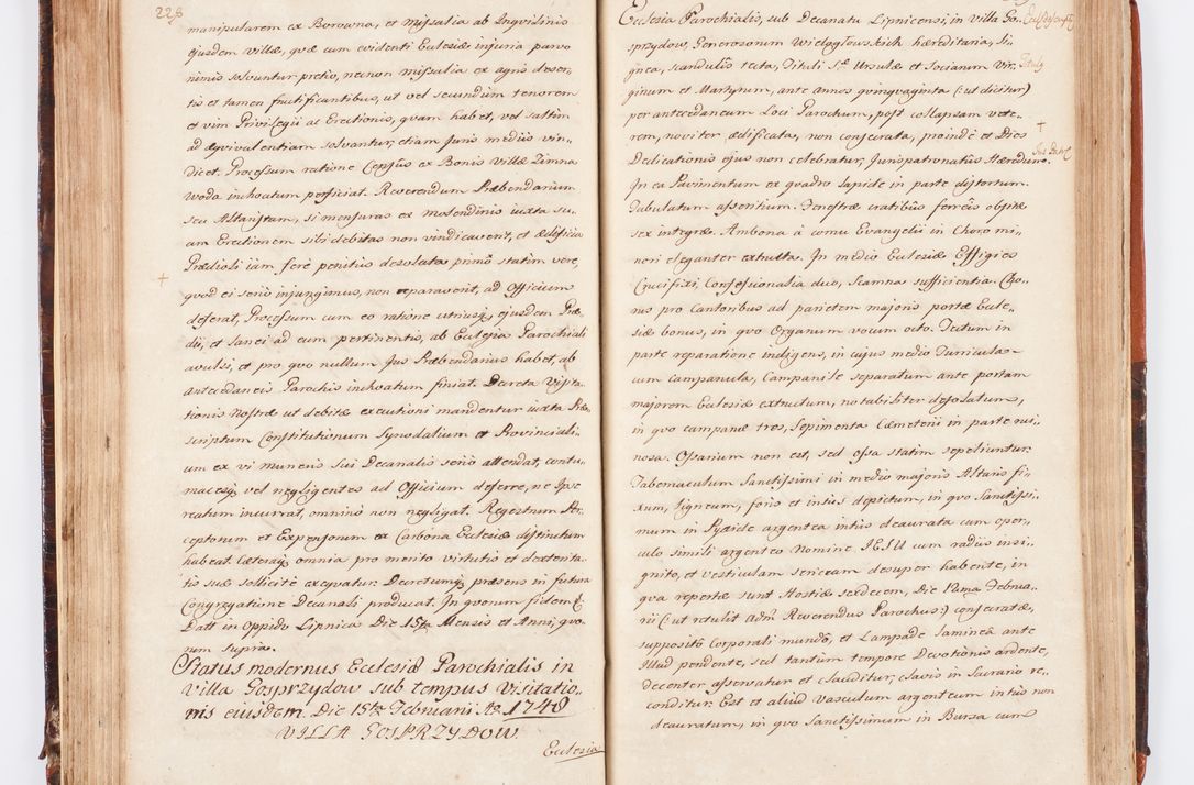 Zdjęcie nr 129 dla obiektu archiwalnego: Acta visitationis decanatuum Dobczycensis et Lipnicensis ex delegatione Cel. Principis R.D. Andrea Stanislai Kostka comitis in Załuskie Załuski, episcopi Cracoviensis ducis Severiae, per Clementem Stanislaum Kostka Herka, Phil. Doctorem et Professorem, Collegam minorem, Ecclesiae Collegiatae Boboviensis custodem, parochiae Droginensis curatum a.D. 1747 die vero 3 mensis Decembris inchoata et 1748 die 22 mensis Martii expeditae