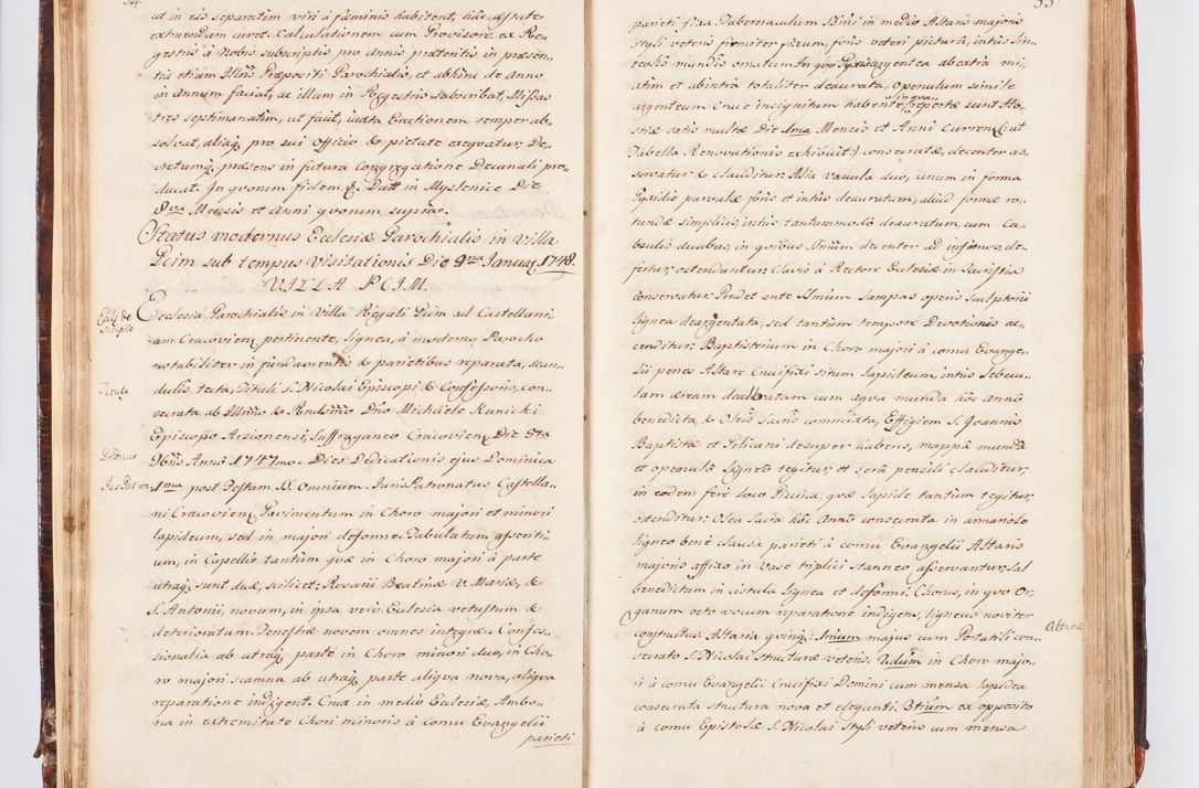 Zdjęcie nr 36 dla obiektu archiwalnego: Acta visitationis decanatuum Dobczycensis et Lipnicensis ex delegatione Cel. Principis R.D. Andrea Stanislai Kostka comitis in Załuskie Załuski, episcopi Cracoviensis ducis Severiae, per Clementem Stanislaum Kostka Herka, Phil. Doctorem et Professorem, Collegam minorem, Ecclesiae Collegiatae Boboviensis custodem, parochiae Droginensis curatum a.D. 1747 die vero 3 mensis Decembris inchoata et 1748 die 22 mensis Martii expeditae