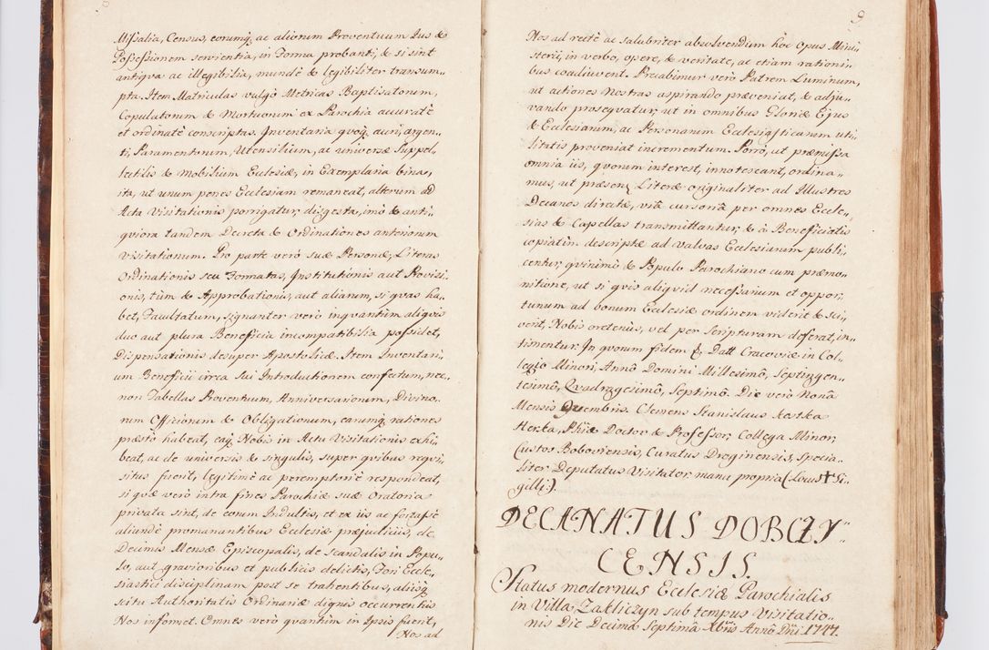 Zdjęcie nr 12 dla obiektu archiwalnego: Acta visitationis decanatuum Dobczycensis et Lipnicensis ex delegatione Cel. Principis R.D. Andrea Stanislai Kostka comitis in Załuskie Załuski, episcopi Cracoviensis ducis Severiae, per Clementem Stanislaum Kostka Herka, Phil. Doctorem et Professorem, Collegam minorem, Ecclesiae Collegiatae Boboviensis custodem, parochiae Droginensis curatum a.D. 1747 die vero 3 mensis Decembris inchoata et 1748 die 22 mensis Martii expeditae