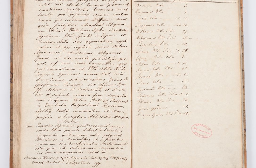 Zdjęcie nr 101 dla obiektu archiwalnego: Summarium seu descriptio status ecclesiarum et parochorum eorundem in decanatu Żywiecensi consistentium ex speciali mandato Cel. Principis R.D. Andrea Stanislai Kostka In Załuskie Załuski, episcopi Cracoviensis, ducis Severiae, per me Antonium Franciscum de Brzesie Lanckoroński, canoncium Gnesnensem, praepositum Oswiencimensem a.D. 1748 visitatarum hoc volumine comprehensum