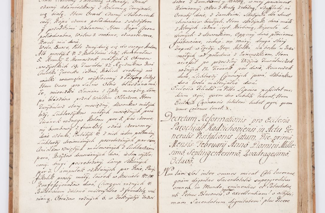 Zdjęcie nr 45 dla obiektu archiwalnego: Summarium seu descriptio status ecclesiarum et parochorum eorundem in decanatu Żywiecensi consistentium ex speciali mandato Cel. Principis R.D. Andrea Stanislai Kostka In Załuskie Załuski, episcopi Cracoviensis, ducis Severiae, per me Antonium Franciscum de Brzesie Lanckoroński, canoncium Gnesnensem, praepositum Oswiencimensem a.D. 1748 visitatarum hoc volumine comprehensum