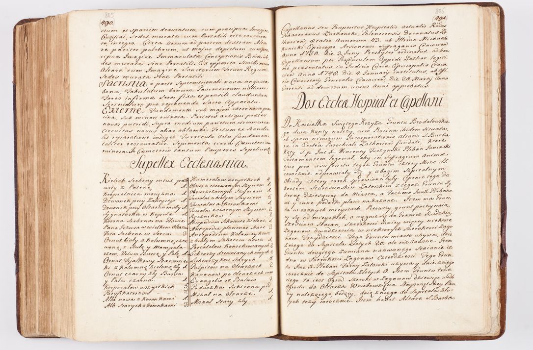 Zdjęcie nr 393 dla obiektu archiwalnego: Visitatio ecclesiarum parochialium, praebendarum, capellarum, hospitalium atque confraternitatum, nec non beneficiorum in decanatibus Oswiecimensis et Zathoriensis, archidiaconatus et officialatus Cracoviensis existentium per R.D. Franciscum Lanckoroński, canonicum cathedralem Cracoviensem, visitatorem delegatum a.D. 1747 et 1748 expedita