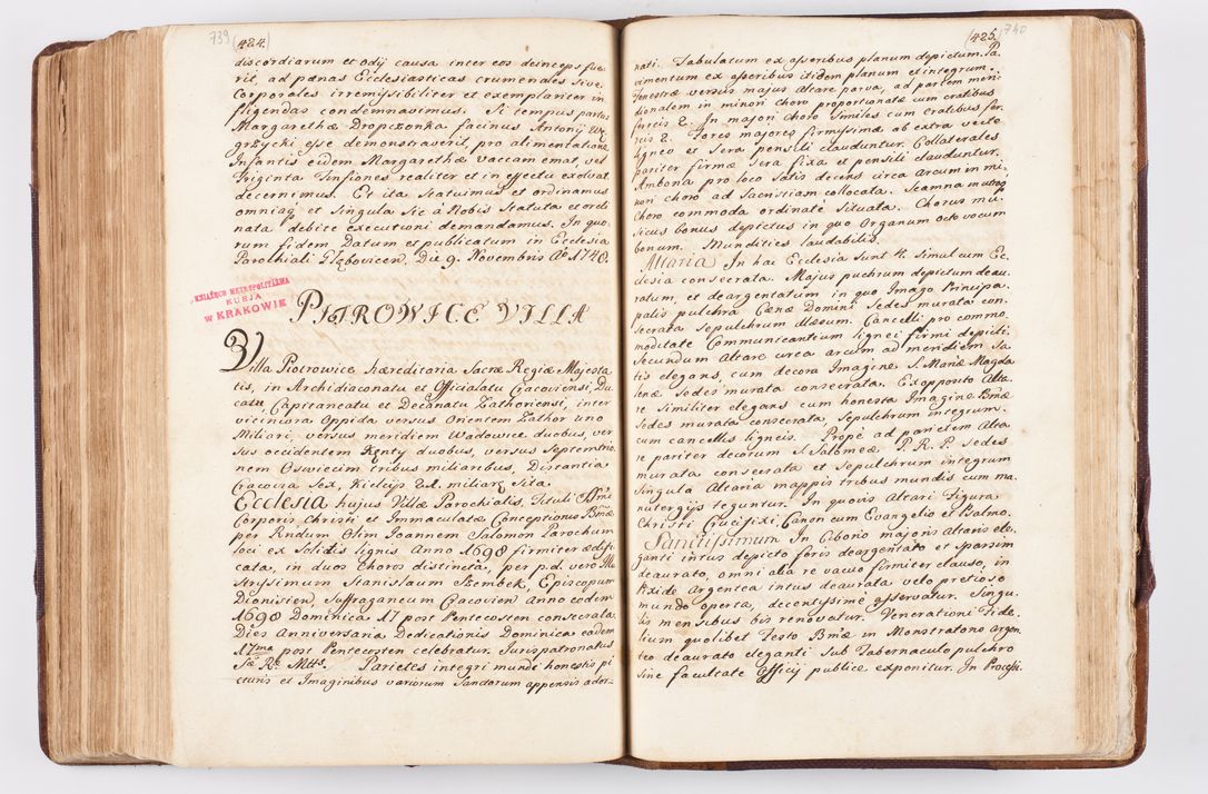 Zdjęcie nr 360 dla obiektu archiwalnego: Visitatio ecclesiarum parochialium, praebendarum, capellarum, hospitalium atque confraternitatum, nec non beneficiorum in decanatibus Oswiecimensis et Zathoriensis, archidiaconatus et officialatus Cracoviensis existentium per R.D. Franciscum Lanckoroński, canonicum cathedralem Cracoviensem, visitatorem delegatum a.D. 1747 et 1748 expedita