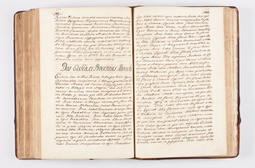 Zdjęcie nr 340 dla obiektu archiwalnego: Visitatio ecclesiarum parochialium, praebendarum, capellarum, hospitalium atque confraternitatum, nec non beneficiorum in decanatibus Oswiecimensis et Zathoriensis, archidiaconatus et officialatus Cracoviensis existentium per R.D. Franciscum Lanckoroński, canonicum cathedralem Cracoviensem, visitatorem delegatum a.D. 1747 et 1748 expedita