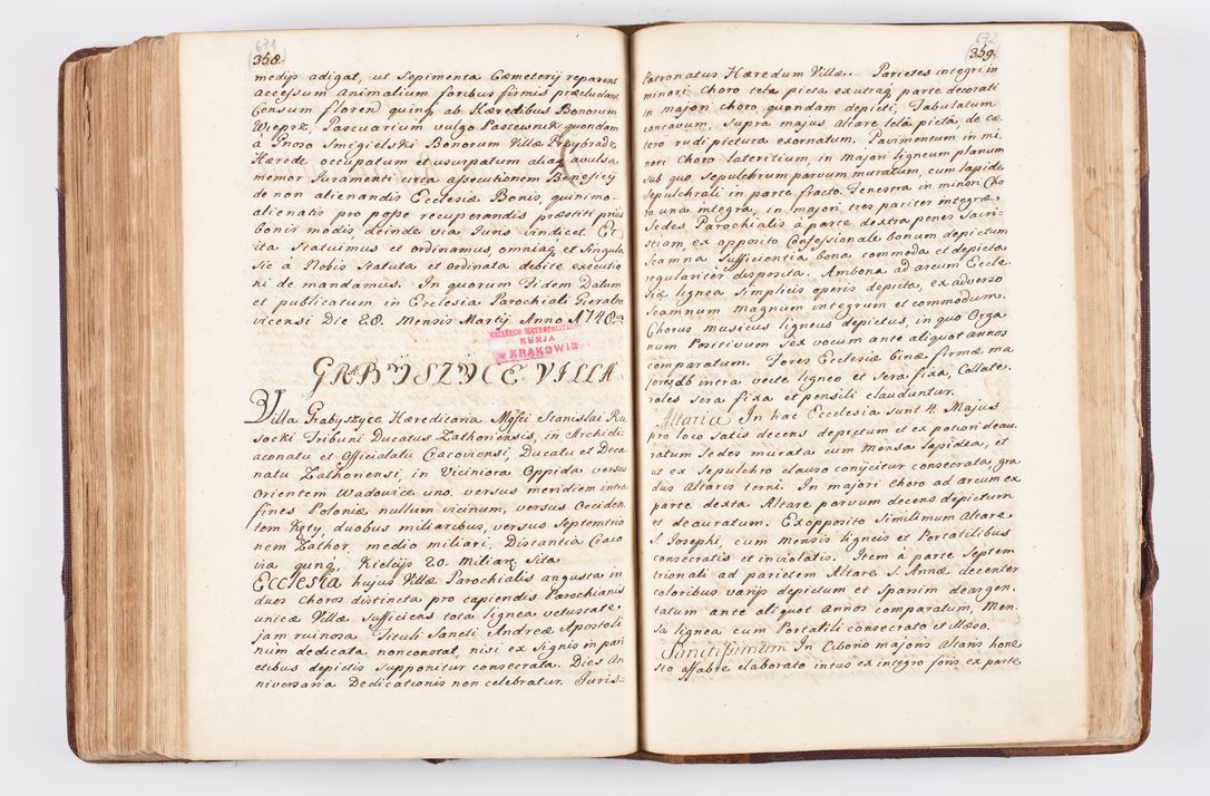 Zdjęcie nr 326 dla obiektu archiwalnego: Visitatio ecclesiarum parochialium, praebendarum, capellarum, hospitalium atque confraternitatum, nec non beneficiorum in decanatibus Oswiecimensis et Zathoriensis, archidiaconatus et officialatus Cracoviensis existentium per R.D. Franciscum Lanckoroński, canonicum cathedralem Cracoviensem, visitatorem delegatum a.D. 1747 et 1748 expedita
