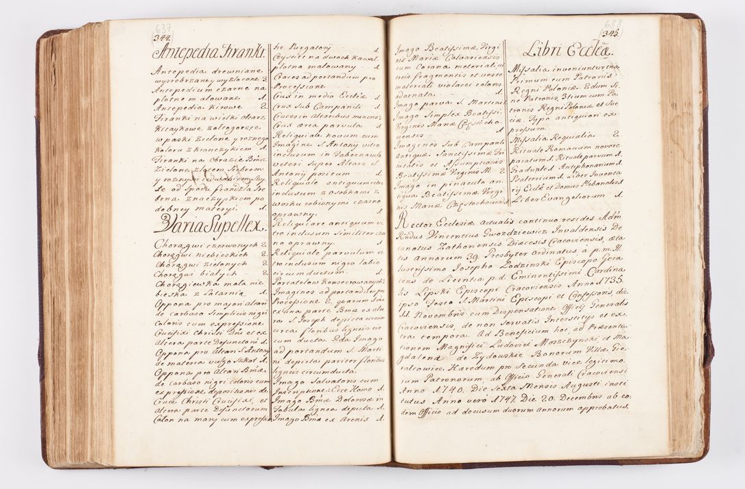 Zdjęcie nr 318 dla obiektu archiwalnego: Visitatio ecclesiarum parochialium, praebendarum, capellarum, hospitalium atque confraternitatum, nec non beneficiorum in decanatibus Oswiecimensis et Zathoriensis, archidiaconatus et officialatus Cracoviensis existentium per R.D. Franciscum Lanckoroński, canonicum cathedralem Cracoviensem, visitatorem delegatum a.D. 1747 et 1748 expedita