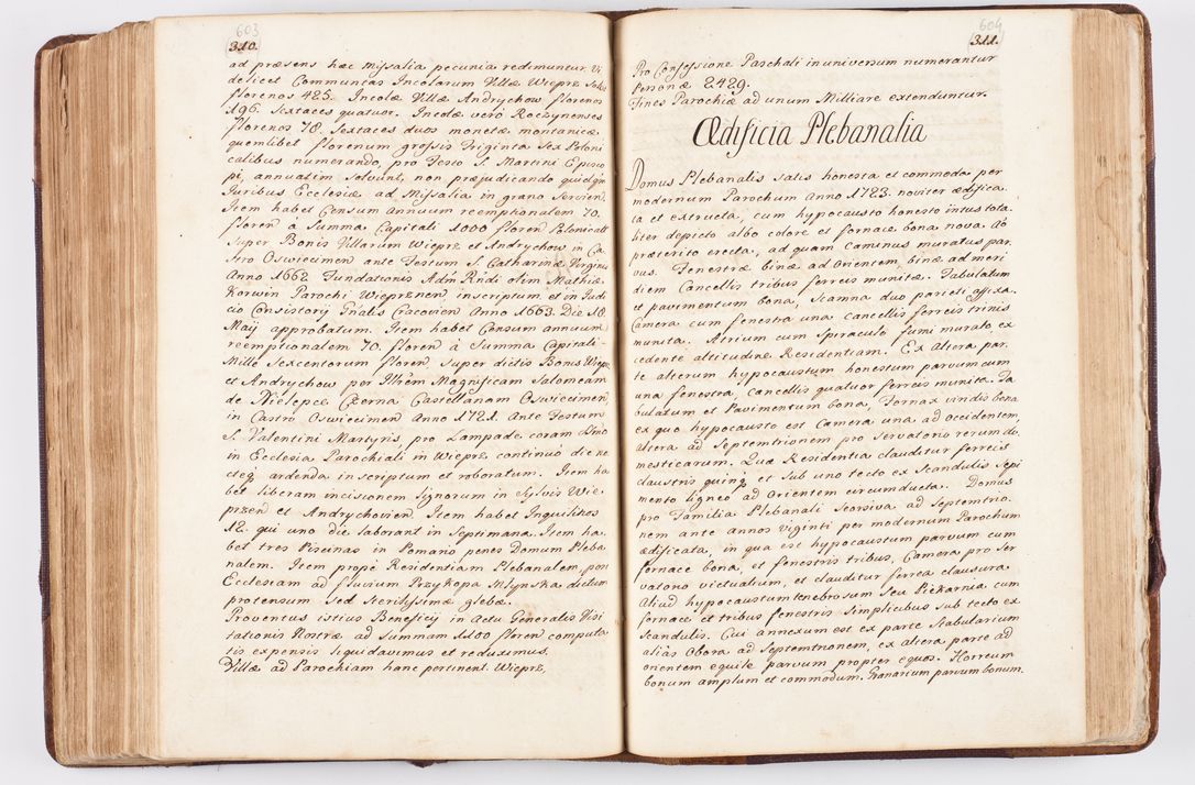 Zdjęcie nr 300 dla obiektu archiwalnego: Visitatio ecclesiarum parochialium, praebendarum, capellarum, hospitalium atque confraternitatum, nec non beneficiorum in decanatibus Oswiecimensis et Zathoriensis, archidiaconatus et officialatus Cracoviensis existentium per R.D. Franciscum Lanckoroński, canonicum cathedralem Cracoviensem, visitatorem delegatum a.D. 1747 et 1748 expedita