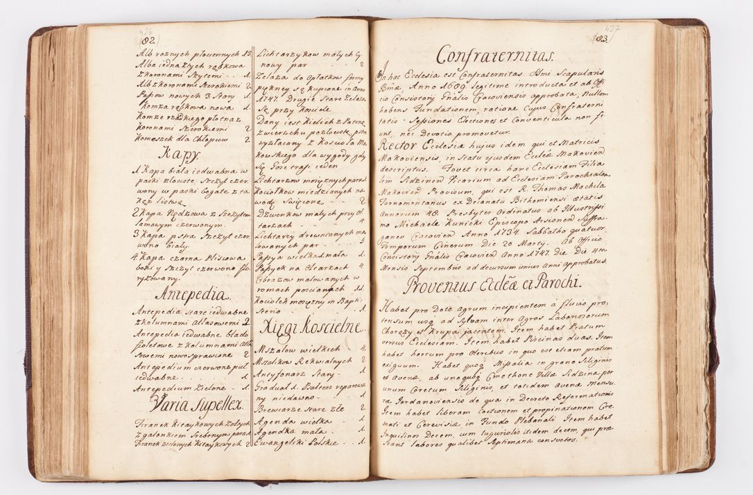 Zdjęcie nr 183 dla obiektu archiwalnego: Visitatio ecclesiarum parochialium, praebendarum, capellarum, hospitalium atque confraternitatum, nec non beneficiorum in decanatibus Oswiecimensis et Zathoriensis, archidiaconatus et officialatus Cracoviensis existentium per R.D. Franciscum Lanckoroński, canonicum cathedralem Cracoviensem, visitatorem delegatum a.D. 1747 et 1748 expedita