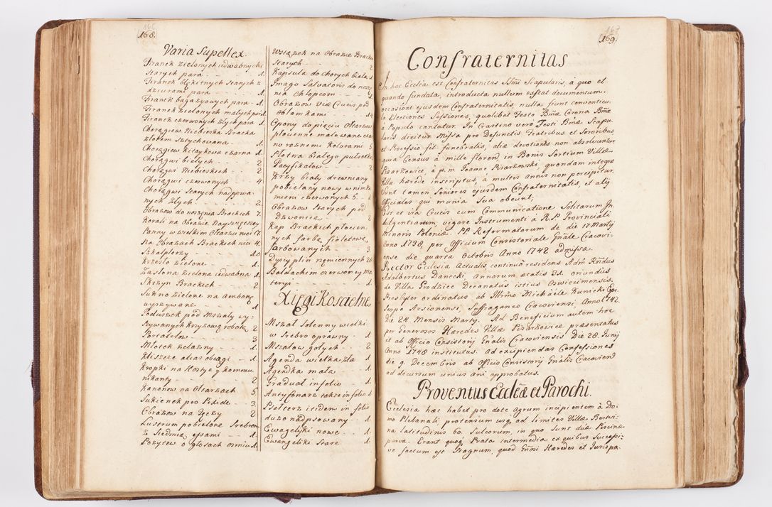 Zdjęcie nr 94 dla obiektu archiwalnego: Visitatio ecclesiarum parochialium, praebendarum, capellarum, hospitalium atque confraternitatum, nec non beneficiorum in decanatibus Oswiecimensis et Zathoriensis, archidiaconatus et officialatus Cracoviensis existentium per R.D. Franciscum Lanckoroński, canonicum cathedralem Cracoviensem, visitatorem delegatum a.D. 1747 et 1748 expedita