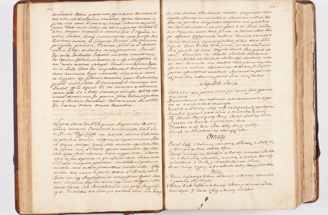 Zdjęcie nr 35 dla obiektu archiwalnego: Visitatio ecclesiarum parochialium, praebendarum, capellarum, hospitalium atque confraternitatum, nec non beneficiorum in decanatibus Oswiecimensis et Zathoriensis, archidiaconatus et officialatus Cracoviensis existentium per R.D. Franciscum Lanckoroński, canonicum cathedralem Cracoviensem, visitatorem delegatum a.D. 1747 et 1748 expedita